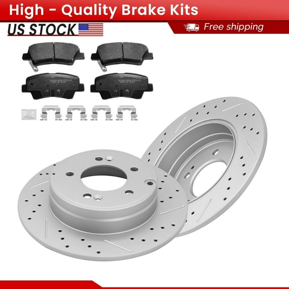 ACB ZONE Rear Brake Kits for Hyundai Sonata Azera Kia Optima, Drilled Slotted Disc Brake Rotors and Ceramic Brake Pads