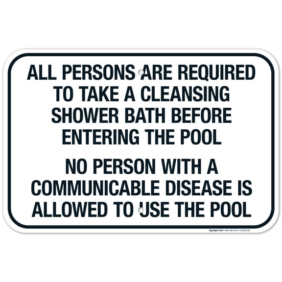 Massachusetts Shower Required Sign, Complies With State Of Massachusetts Pool Safety Code, 12x18 Aluminum