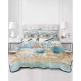 thumbnail image 2 of Quilt King Size Bedding Set, Starfish Coastal Reversible Summer Quilt 3 Pieces, Summer Ocean Blue Coral Conch Seagrass Lightweight Bedspreads Coverlets with 2 Pillow Shams for All Seasons, 2 of 5