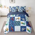 thumbnail image 2 of Homewish Kawaii Plane Aircraft Bedding Comforter Set 7pcs, Vintage Cartoon Helicopter King Bedding Sets, Teens Kids Boys Girls Reversible Bed Sheets, Lightweight Room Decor, 2 of 7