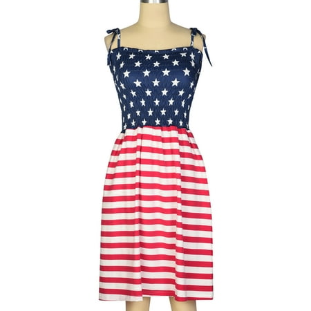 

Parent-child Wear Woman Fashion Independence Day Stripe Star Print Seaside Beach Dress Sling Skirt Mom
