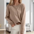 thumbnail image 2 of Dpytoraw Women's Cardigan Sweater Classic Crew Neck Button Collar Knit Front Open, 2 of 4