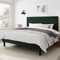 thumbnail image 2 of Amolife King Size Platform Bed Frame with Corduroy Fabric Upholstered Adjustable Height Headboard, Green, 2 of 9