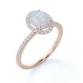 thumbnail image 7 of JeenMata 1.50 ct Halo Oval Cut Blue Opal and Moissanite Wedding Ring in 18K Rose Gold over Silver, 7 of 7