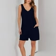 thumbnail image 7 of Lenpel Women's Summer Rompers Sleeveless V Neck Tank Top Casual Short Jumpsuits Loose Overalls with Pockets, 7 of 7