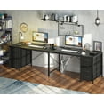 thumbnail image 3 of TVU 110" 2 Person Desk with 8 Drawers, Large Writing Home Office Desks with Outlets, I Shaped Workstation Double Desk Drawer Organizers, 3 of 8