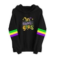 thumbnail image 2 of Uootdi Mardi Gras Womens Drawstring Hoodies for Women Carnival Crewneck Heart Print Hooded Long Sleeve Pullover Festive Color Block Loose Sweatshirts Gift, 2 of 4
