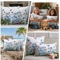 thumbnail image 5 of Blue Spring Floral Outdoor Waterproof Pillow Covers, Pink Flowers Butterfly Pastoral Decorative Square Throw Pillowcase Sofa Cushion Sham for Patio/Couch/Chair, 20"x20" 2 Pack, 5 of 8