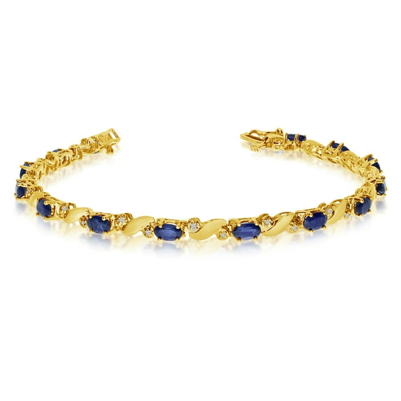 14k Yellow Gold Natural Sapphire And Diamond Tennis Bracelet