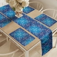 thumbnail image 2 of Ambesonne Butterfly Table Runner & Placemats, Abstract Floral Blossoms, Placemat 4 pcs + Runner 16"x90", Dark Sky Blue Sea Blue, 2 of 2
