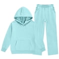 thumbnail image 5 of Piuwrlz Girls 2PC Sweatshirt Sets Kids Plain Outfit Sets Sweatshirts and Pants Light Blue Size 7-8 Years, 5 of 10