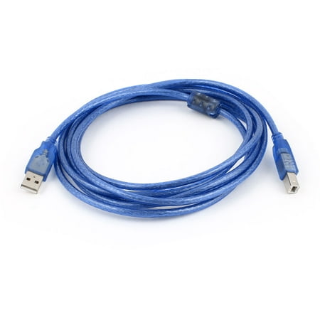Unique Bargains M/M USB2.0 A Male to B Male Connector Printer Scanner Shield Cable Blue 3 Meters