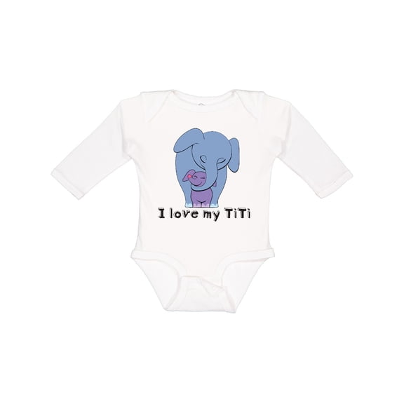 Inktastic I Love my TiTi Elephant Blue Purple Boys or Girls Long Sleeve Baby Bodysuit
