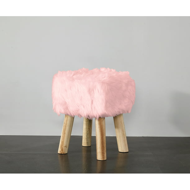 pink fur vanity stool