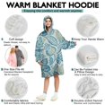 thumbnail image 5 of Wearable Oversized Blanket,Blue Pioneer Flower Wearable Blanket Hoodie for Adults,Cozy Hooded Blankets with Super Pockets,Super Warm Fuzzy Pullover for Women & Men, 5 of 6