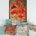 thumbnail image 2 of Designart 'Red Blossoming Poppies Over Wild Brown II' Traditional Framed Canvas Wall Art Print, 2 of 5