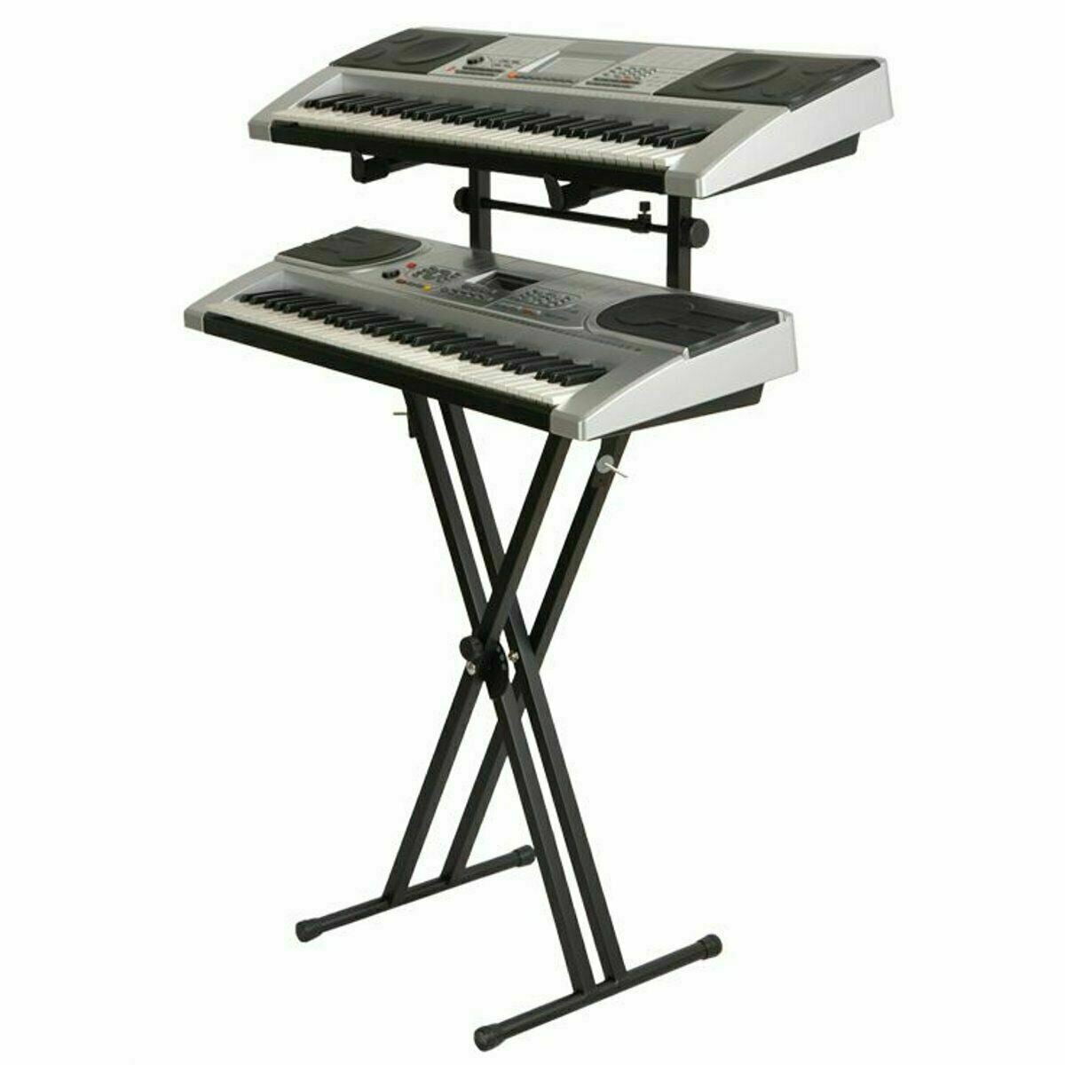X Style Pro Dual Music Keyboard Stand Electronic Piano Double 2-Tier Adjustable