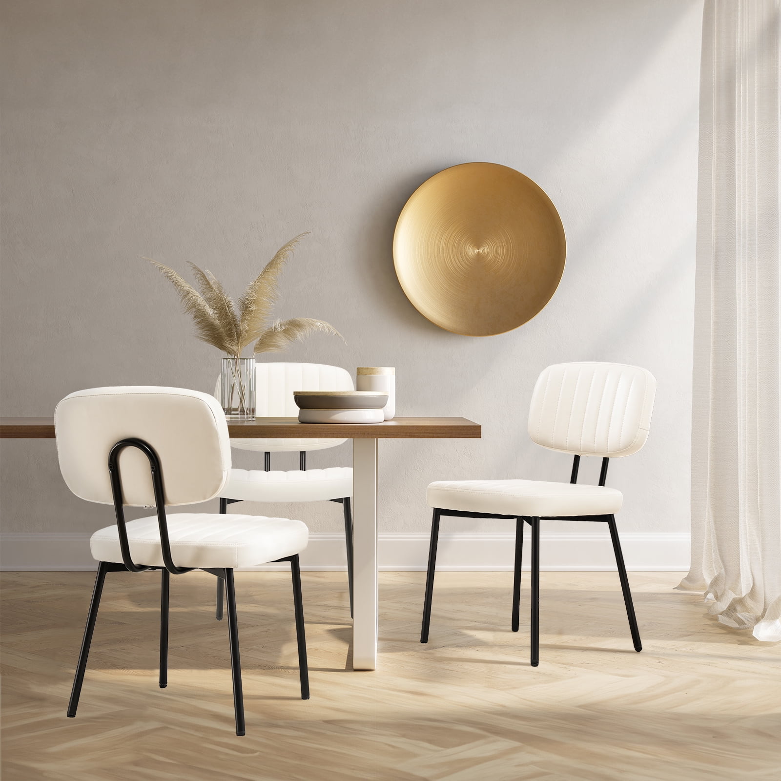 GIANNA Dining Chairs Set of 2, Sturdy Accent Chairs Modern Faux Leather Desk Chair with Metal Legs for Kitchen, Living Room, Bedroom