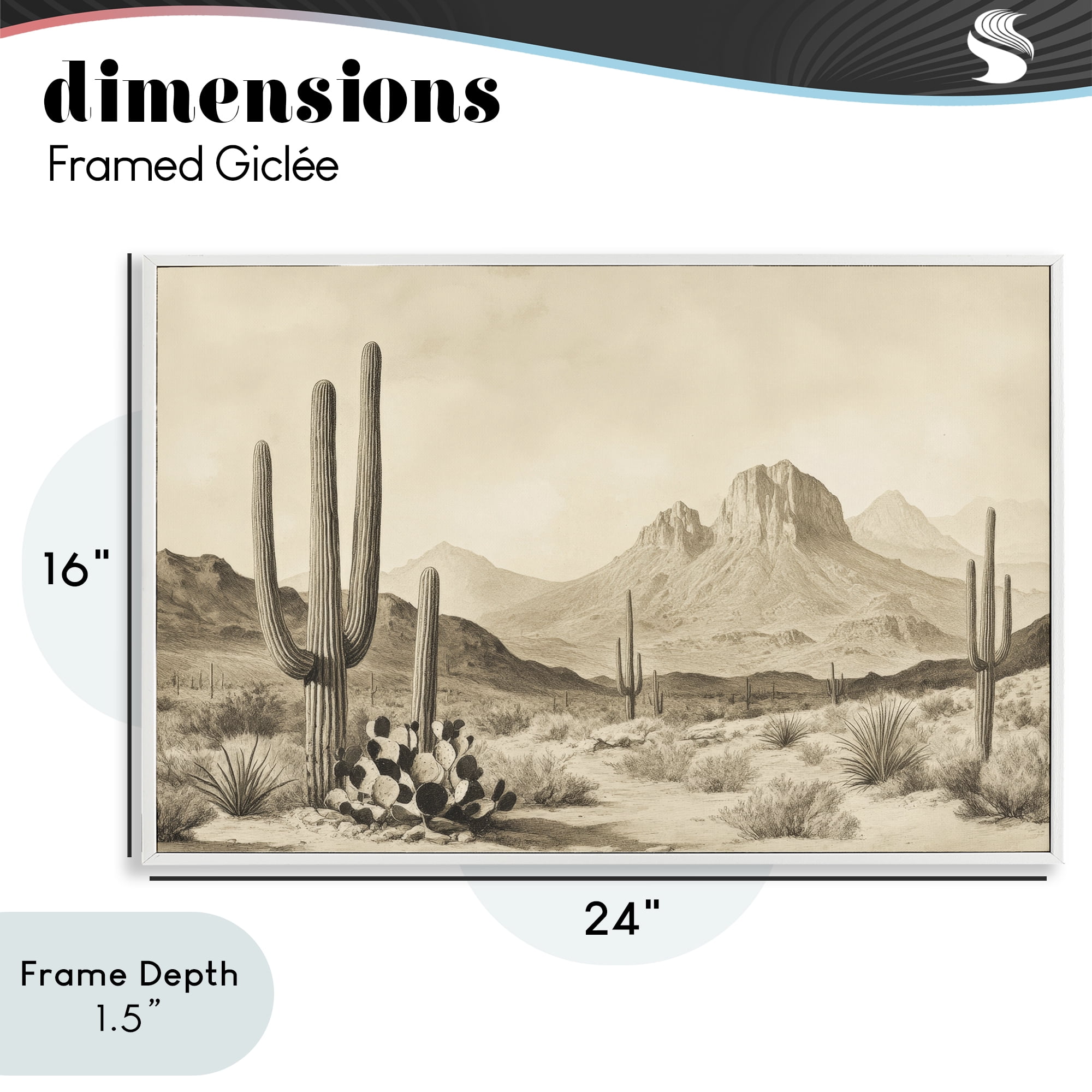 Stupell Industries Arizona Desert Vista White Framed Giclee Art, design by Petal Prints Design