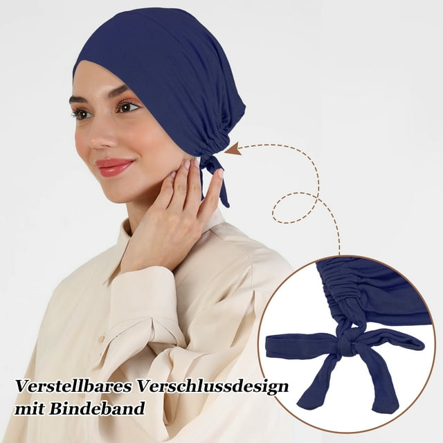tredstone 2pcs/set Multi-color Hijab Caps Islamic For Breathable Fabric Elastic Band Inner Hijab Caps Stretchy White+Grey