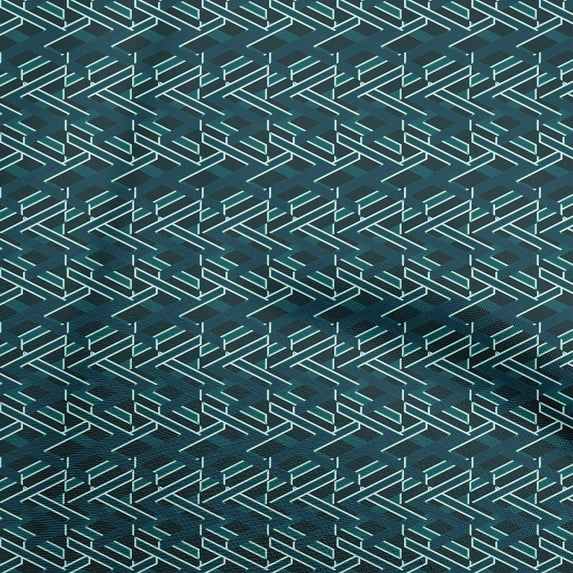 oneOone Georgette Viscose Teal Blue Fabric Geometric Sewing Craft Projects Fabric Prints By Yard 42 Inch Wide