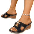 thumbnail image 5 of LTTVQM Slide Sandals for Women Arch Support Platform Open Toe Cork Footbed Wedge Sandals Slip-On Lounge Adjustable Buckle Slides for Daily Walking Black 36(US-5.5), 5 of 5