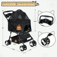 thumbnail image 3 of HomGarden 4 Wheels 3-in-1 Foldable Pet Dog Stroller W/Detachable Carrier for Small Dog Cat Max.44 lbs, Black, 3 of 16