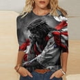 thumbnail image 2 of GERsome Womens American Flag Shirts 4th of July 3/4 Sleeve T Shirt Funny USA Graphic Tees Patriotic Casual Loose Fit Pullover Tops S-5XL, 2 of 5