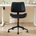 thumbnail image 6 of Home Office Chair, Armless Desk Chair with Wheels, Adjustable Height and 360° Swivel, Modern PU Leather Mid Back Computer Chair, Office Chair for Living Room Bedroom Office, Black, 6 of 8