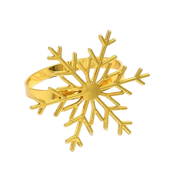 SLYNSHome Snowflake Metal Napkin Rings, Rhinestone Winter Table Napkin Holders, Gold And Silver Holiday Dinner Table Decor Accessories
