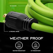 GEARit 30-Amp 4-Prong Generator Extension Cord, NEMA L14-30P to L14-30R, 40ft, UL Certified, 120/250v, Highly Visible for Emergency Power