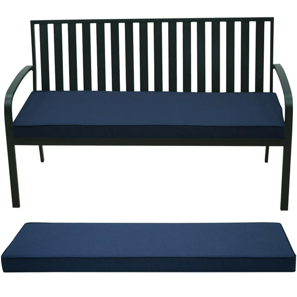 AONETOZ Cojín de banco para exteriores, de tela de olefina, para muebles de exterior, con funda extraíble, resistente a la lluvia y a la decoloración, para sofá de jardín, porche, con corbatas, 42 x 1