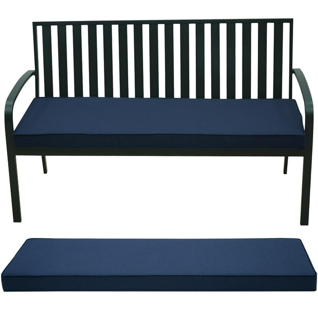 AONETOZ Cojín de banco para exteriores, de tela de olefina, para muebles de exterior, con funda extraíble, resistente a la lluvia y a la decoloración, para sofá de jardín, porche, con corbatas, 42 x 1