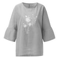 thumbnail image 4 of Hauts pour Femmes Été Aguichant Imprimé Régulier Bouton Col Rond Manches Courtes Haut à Manches Courtes Blouses pour Femmes en Liquidation, 4 of 5