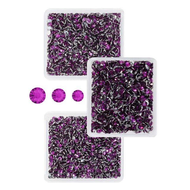 qiipii Diamantes de imitación de resina de cristal morado uva para manualidades, piedras planas de 3 mm, 4 mm, 5 mm, diamantes sin fijación por calor, cristales, gemas, dijes para uñas, cara, ojos, ma