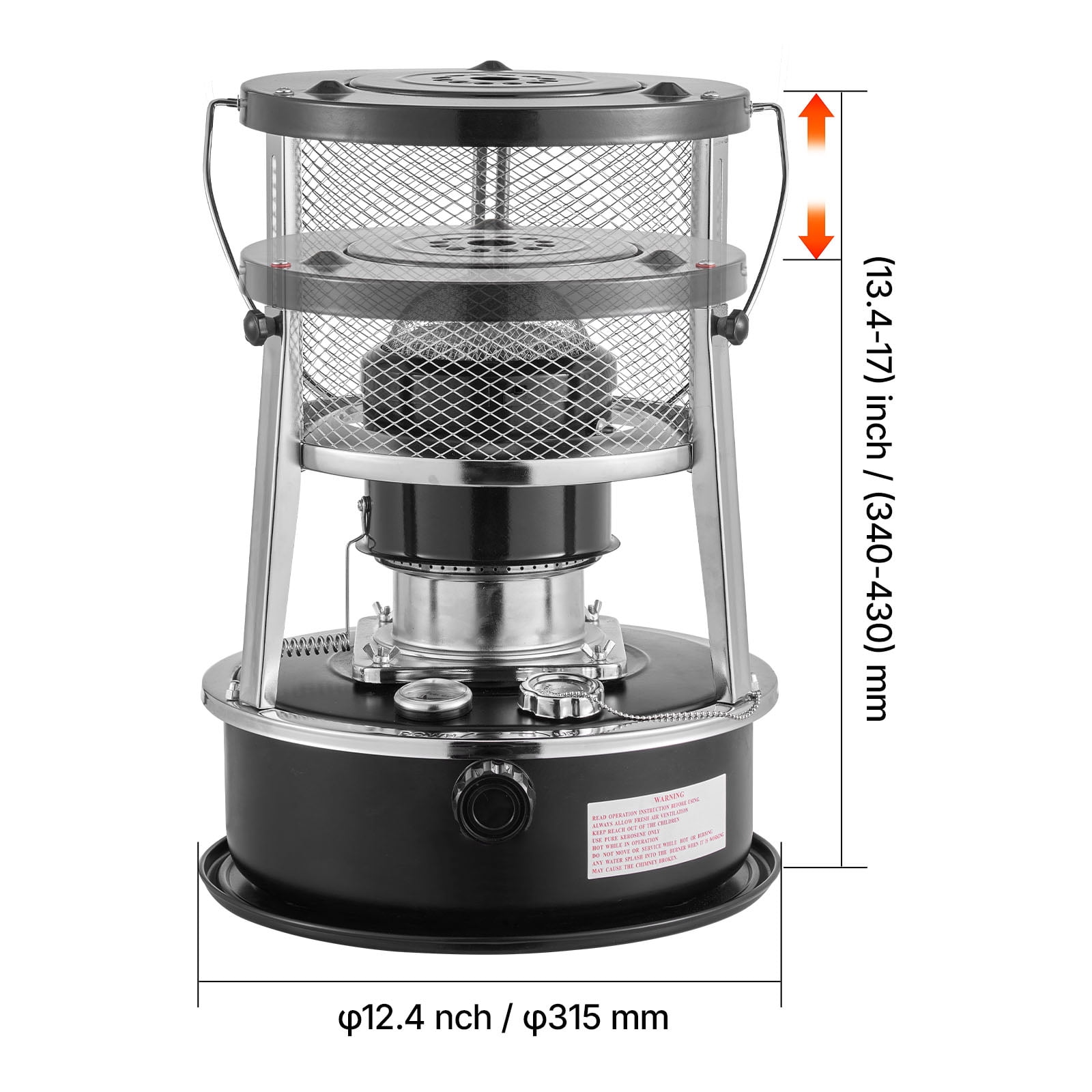 KFFKFF 9000 BTU Portable Kerosene Heater and Stove, 2-in-1 Indoor and Outdoor Non-Electric Heating Solution with Adjustable Height and Flame Control, Compact Design for Camping, Cooking, Home