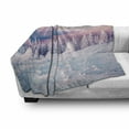 thumbnail image 3 of Winter Soft Flannel Fleece Throw Blanket, European Snowy Mountains Pine Forest with Sky Colors Overcast Windy Fresh Image, Cozy Plush for Indoor and Outdoor Use, 60" x 80", White Pink, by Ambesonne, 3 of 6