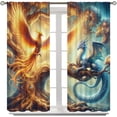 thumbnail image 2 of Dragon Phoenix Blackout Curtains Red Blue Sun Moon Thick Clouds Mythical Animal Fighting Window Treatments for Boys Kids Bedroom Living Room Kitchen 84" W X 84" L, 2 of 7
