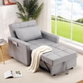 thumbnail image 1 of 3-in-1 Sofa Bed/Sleeper Chair with Bed Function, Linen Fabric, Small Sleeper Sofa/Sleeper Chair with Side Pocket and Adjustable Backrest for Guest Bed, Space-Saving Sleeper Sofa, 1 of 6