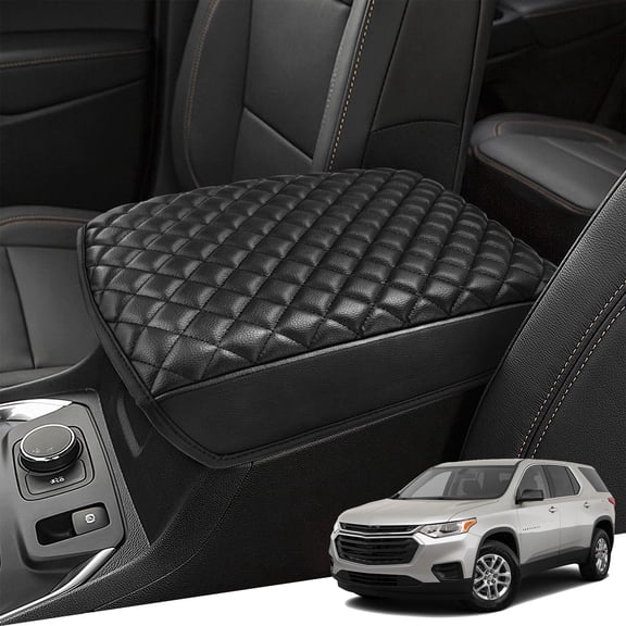 KBH Center Console Cover for 2018-2023 Chevrolet Traverse Accessories, Middle Console Armrest Cover Cushion Pad, Anti-Scratch Leather Trim, Black