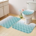 thumbnail image 4 of Turquoise Gradient Bathroom Rugs Set Morocco Trellis Non Slip Absorbent Soft Bath Mats 3 Piece Set with Bathroom Rug, U-Shaped Floor Mat, Toilet Seat Cover Small Size, 4 of 9