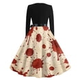 thumbnail image 5 of Halloween Costumes Long Sleeve Dresses for Women Party Vintage Pumpkin A Line Halloween Floral Printed Clothing Complexion L, 5 of 6