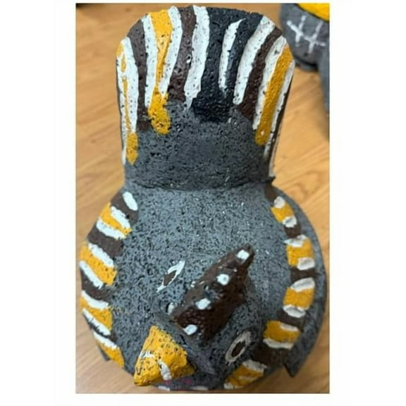 Made in Mexico Beautifully Hand Carved Painted Guacamole Maker Large Rooster Gallo Chicken Pollo Genuin Mexican Manual Guacamole Salsa Maker Volcanic Lava Rock Stone Molcajete W/Top Mortar and Pestle