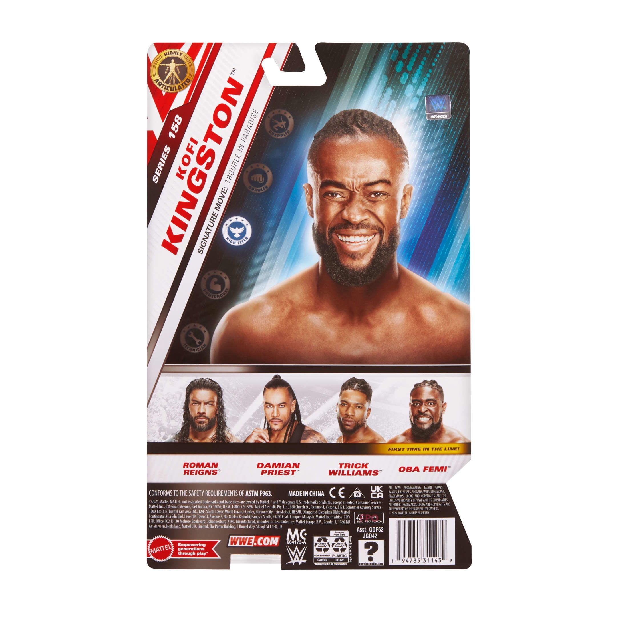 WWE Kofi Kingston Action Figure, Main Event Series #158, 6-inch Collectible with Articulation