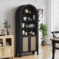 thumbnail image 4 of CQSXDA 71" Tall Arched Bookcase with Storage, Mid-Century Modern 6-Tier Arch Cabinet with Door and Open Shelf for Office Living Room, 4 of 9