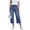 *Blue, variant on Women's Frayed Hem Capri Denim Pants , Button Fly Cropped Jeans For Women,Ladies' Casual Mid Calf Trousers with Pockets,Gray,S-2XL