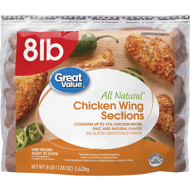 Great Value Chicken Wing Sections, 8 lb. (Frozen)