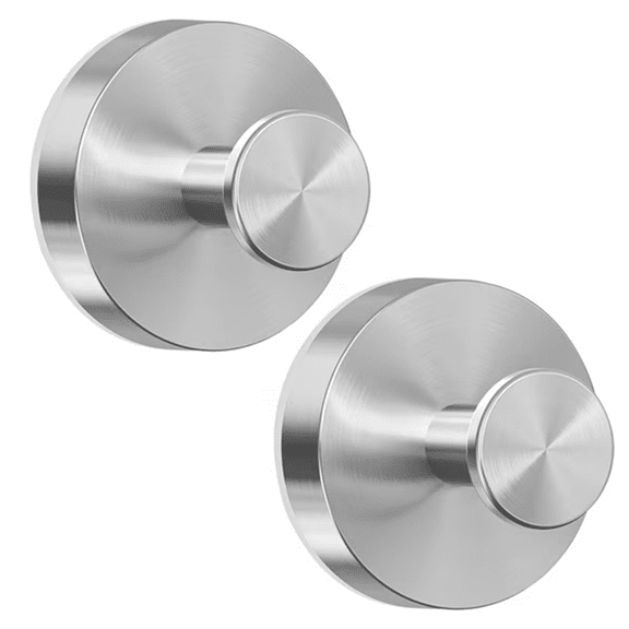 Prichor 2-Pack Silver Suction Cup Hooks, No-Drill Removable Towel and Robe Hooks for Shower, Bathroom and Kitchen, Damage-Free Storage for Glass, Tile and Mirror