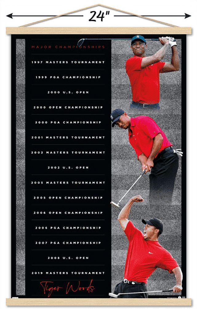Tiger Woods - Majors Wall Poster with Magnetic Frame, 22.375" x 34"