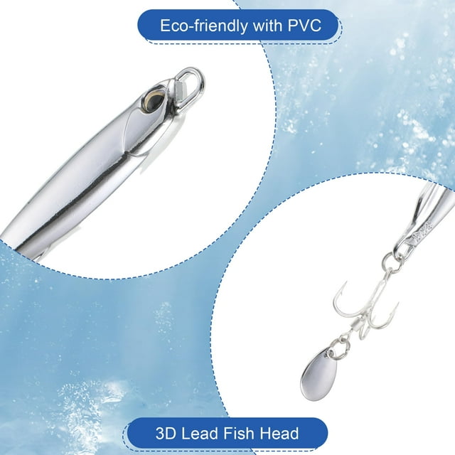 Becaristey 3x Silver Realistic Vib Lures With Bright Colors For Easy Attraction With Treble Hooks Plated Silver 1Set